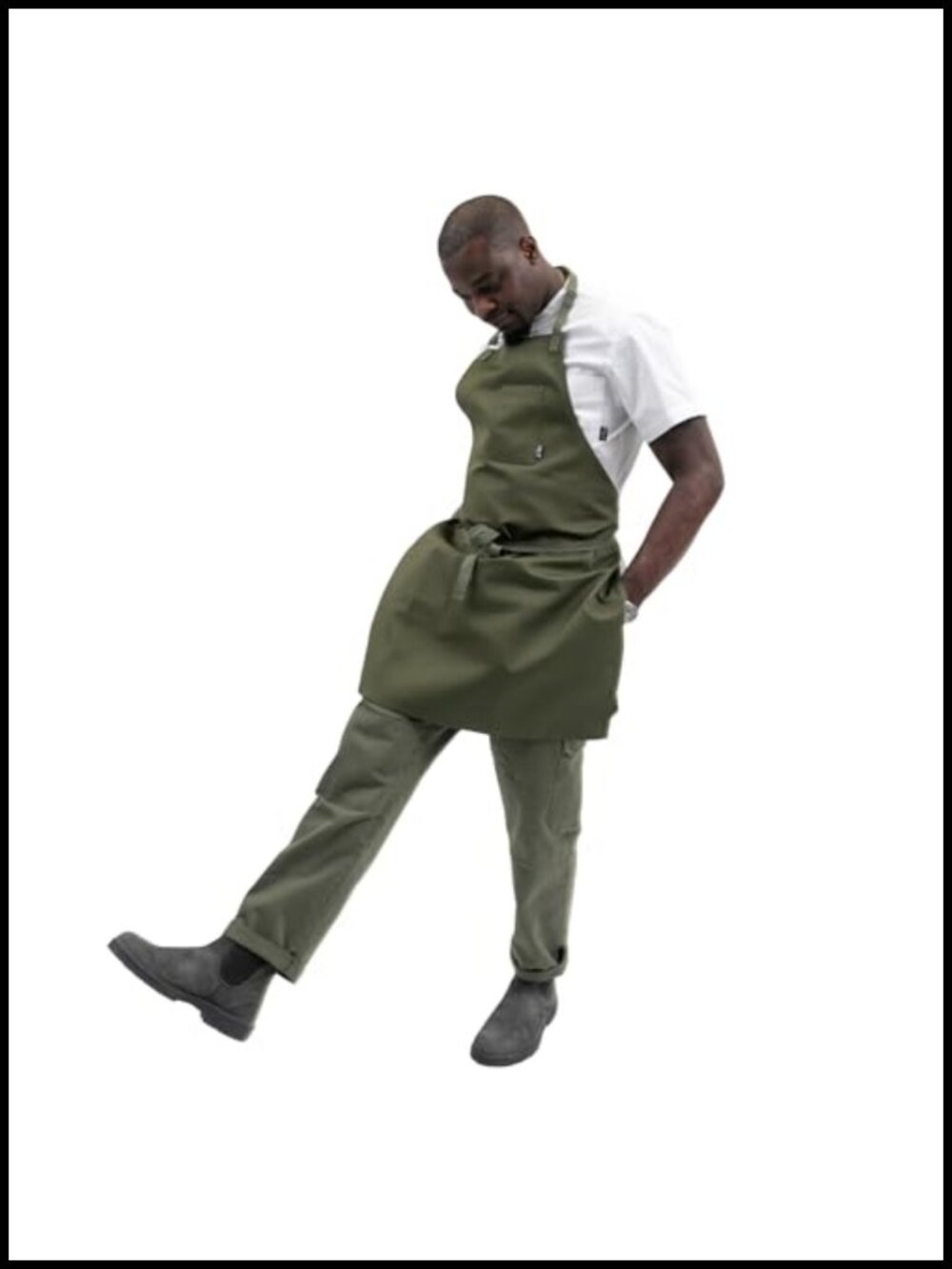 Wrinkle Free Chef Apron One Size Adjustable Cotton Blend with Pockets